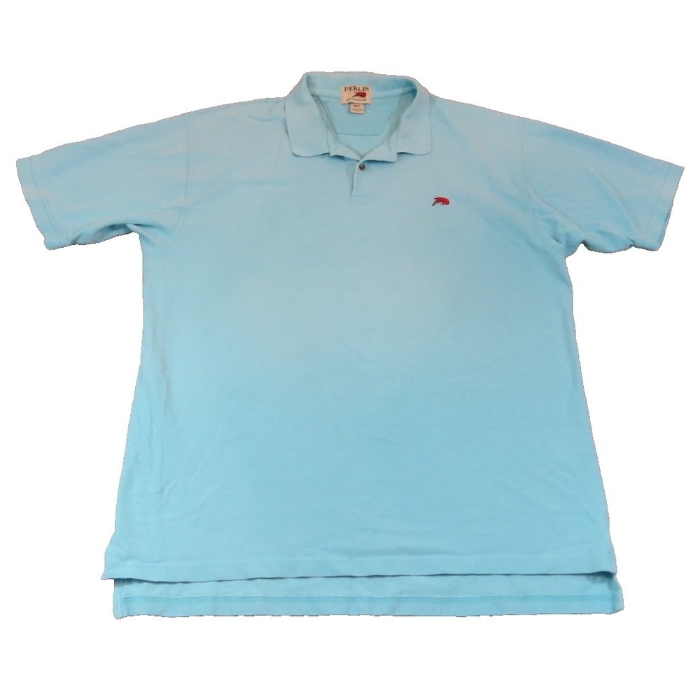 Perlis New Orleans Crawfish Polo Shirt Peruvian Pique Cotton Blue Men 3XL XXXL